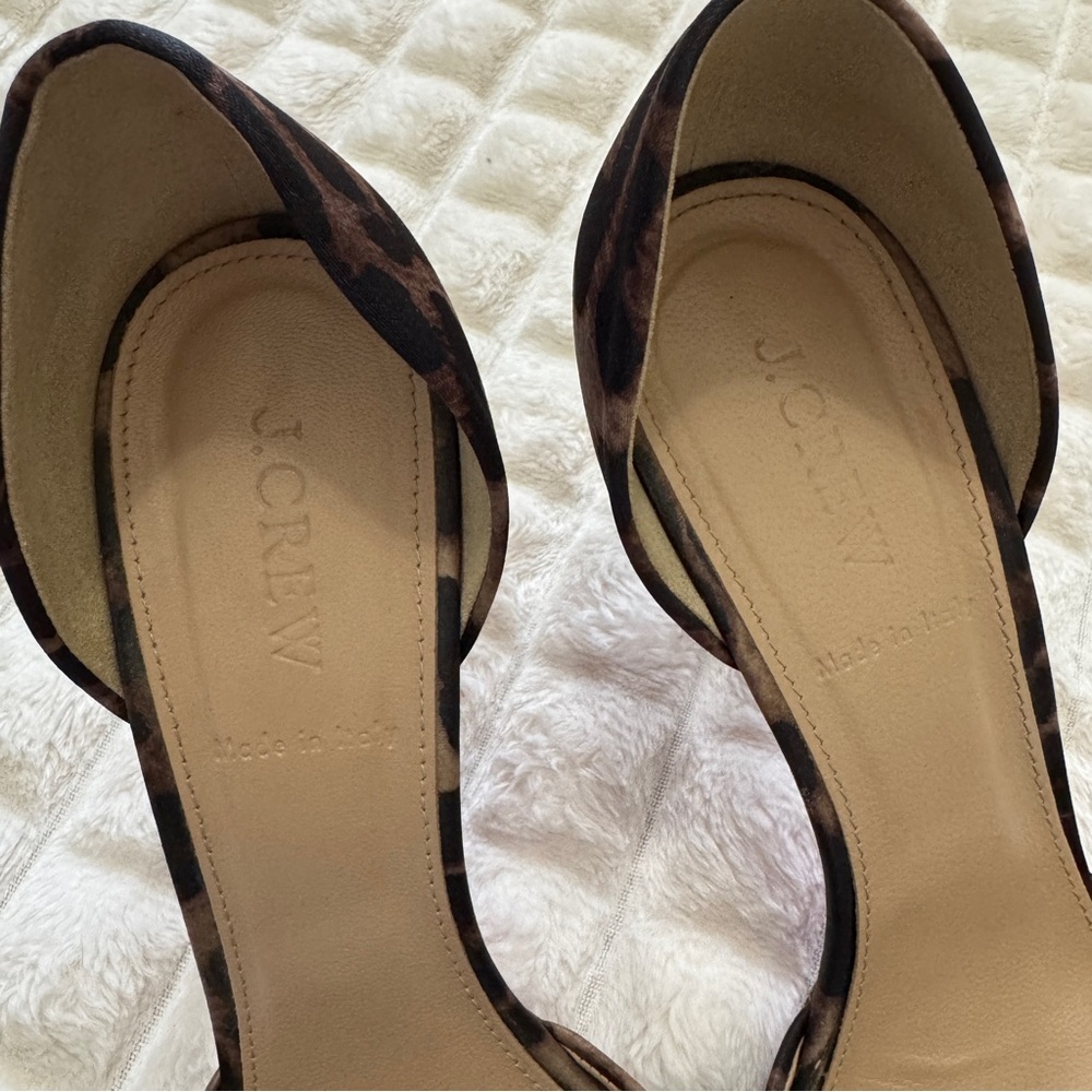 J Crew 8.5 Elsie D’Orsay Heels Pumps ~ Leopard Print Stiletto Modern Chic - Picture 7 of 10